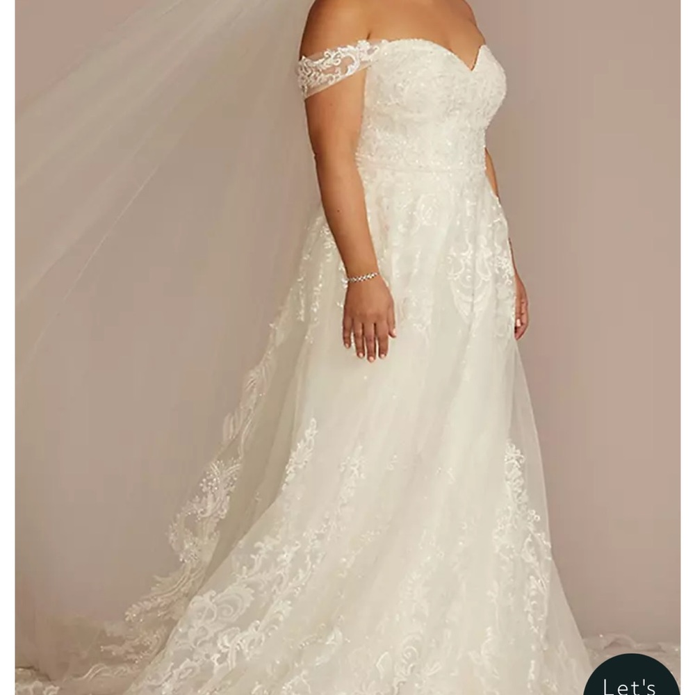 Plus Size Off-Shoulder Lace Wedding Dress
